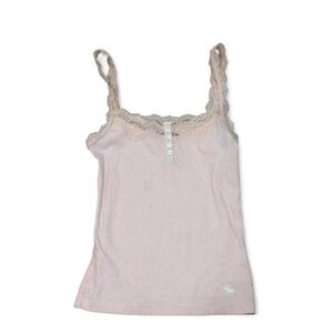 Pink Lace Trim Tank Top